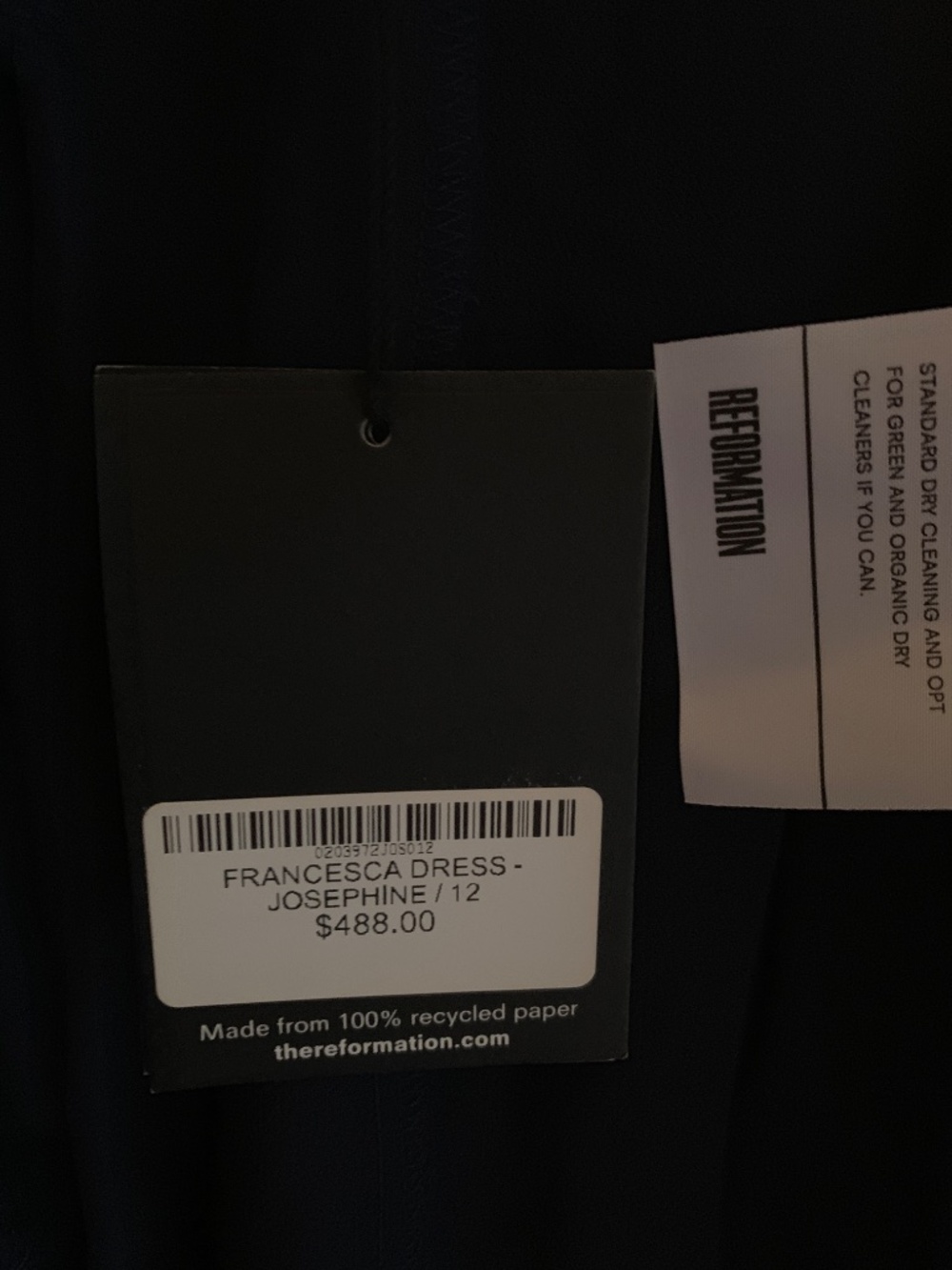 Reformation NWT Size 12 $488 Francesca Deep Navy Plunge Lace Dress Wedding Gown - Picture 6 of 11